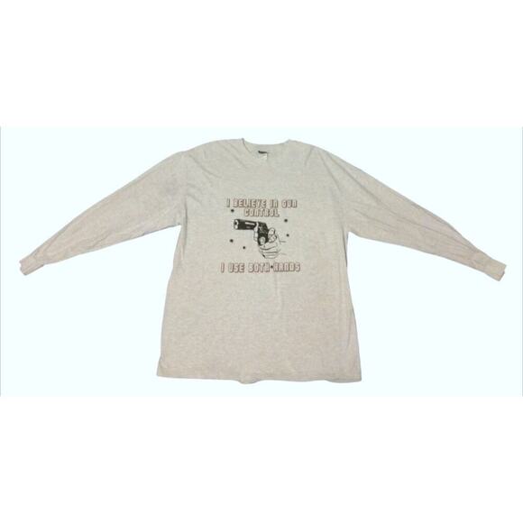 I Believe In Gun Control Long Sleeve Hanes Beefy T Shirt Heathered Grey XL G - Picture 1 of 7